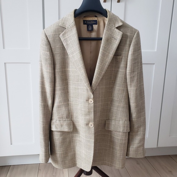 Brooks Brothers Jackets & Blazers - Brooks Brothers Blazer Women 10 Silk Wool Linen Houndstooth Jacket Made in Italy